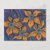 ゴールデンフラワーズ抽象芸術アートパステル絵を描ズ ポストカード (正面)