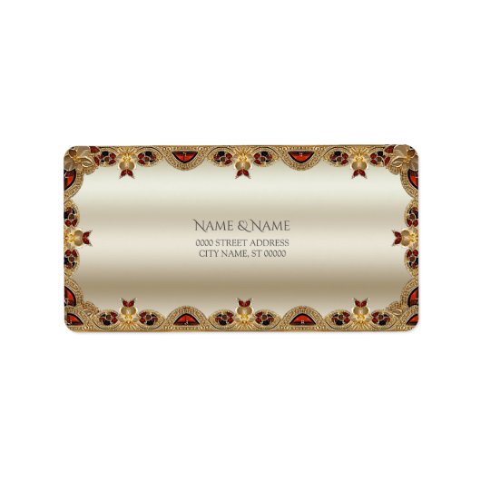 ゴールデンフラワーズ レッドジェムストーン アドレスラベル ラベル (正面)