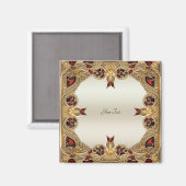 ゴールデンフラワーズ レッドジェムストーン マグネット (正面/裏面)