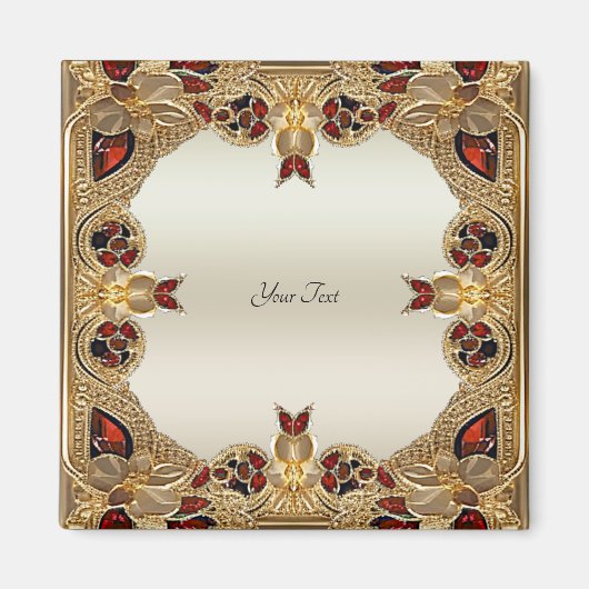 ゴールデンフラワーズ レッドジェムストーン マグネット (正面)