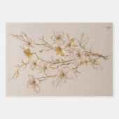 ゴールデンフラワートリオ – デコページ –  ラッピングペーパーシート (正面)