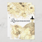 ゴールデンフラワードレエレガントスキンセアニェラパーティー 招待状 (正面/裏面)