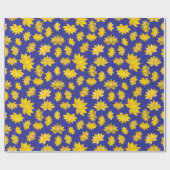 ゴールデンフラワーブルー王室のシームレス感謝祭 ラッピングペーパー (フラット)