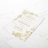 ゴールデンフラワーモダンムスリム結婚ズニカ 箔招待状 (回転した状態)