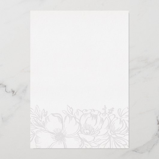 ゴールデンフラワーリースフレームエレガントなウェディングデザイン 箔招待状 (裏面)