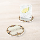 ゴールデンフラワーレッドジェムストンサンドストーンコースター コースター (側面)