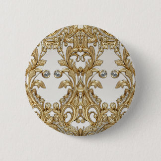 ゴールデンフラワーレッドジェムストーンのボタン 缶バッジ
