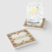 ゴールデンフラワーレッドジェムストーンコースター ストーンコースター (横)