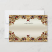 ゴールデンフラワーレッドジェムストーンサンキューカード サンキューカード (裏面)