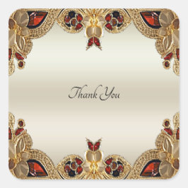 ゴールデンフラワーレッドジェムストーンシールシール スクエアシール