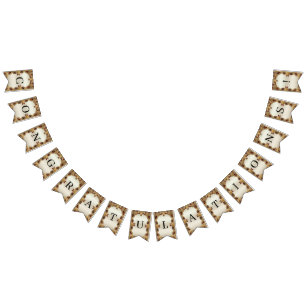 ゴールデンフラワーレッドジェムストーンバンティング国旗 バンティングフラッグ