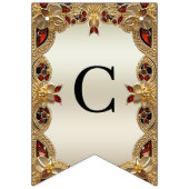 ゴールデンフラワーレッドジェムストーンバンティング国旗 バンティングフラッグ (第1の旗)