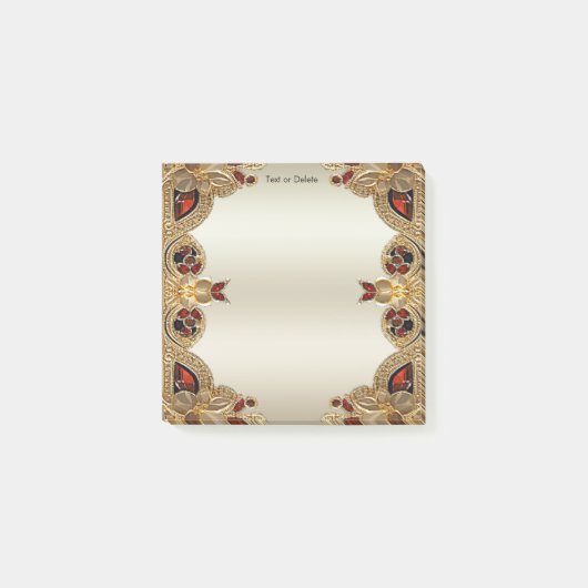 ゴールデンフラワーレッドジェムストーン投稿itメモ ポストイット (正面)