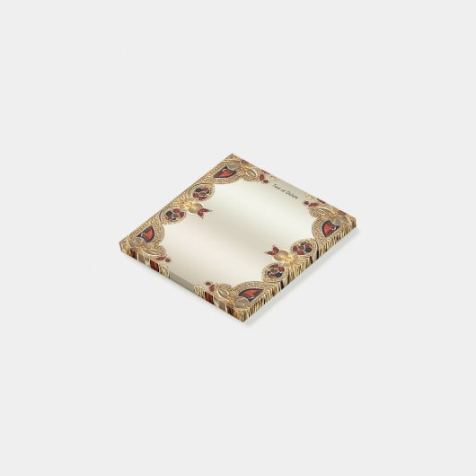 ゴールデンフラワーレッドジェムストーン投稿itメモ ポストイット (アングル)