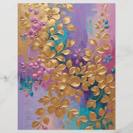 ゴールデンフラワー色彩の鮮やかズスクラップブック紙 (裏面)