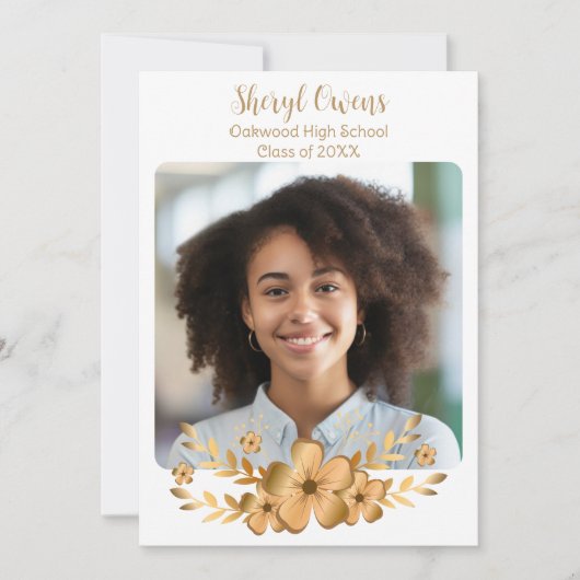 ゴールデンフラワー高校卒業 招待状 (正面)