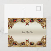 ゴールデンフラワー レッドジェムストーン ポストカード (正面/裏面)