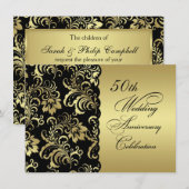 ゴールデンフラワー 50周年結婚記念日招待状 招待状 (正面/裏面)