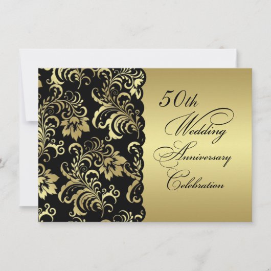ゴールデンフラワー 50周年結婚記念日招待状 招待状 (正面)