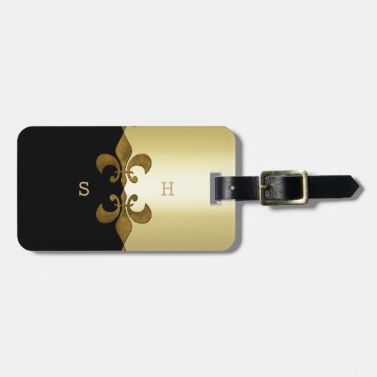 ゴールデンフルーアデリス黒ゴールデンカスタムモノグラム ラゲッジタグ (正面横)