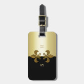 ゴールデンフルーアデリス黒ゴールデンカスタムモノグラム ラゲッジタグ (正面縦)