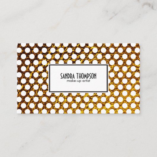 ゴールデンフレークホワイト水玉模様 名刺 (正面)