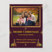 ゴールデンフレームとスターズクリスマスホリデーポストカード シーズンポストカード (正面)