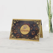 ゴールデンフレームとハートとポープリントペット悔やみや弔慰 カード (正面)