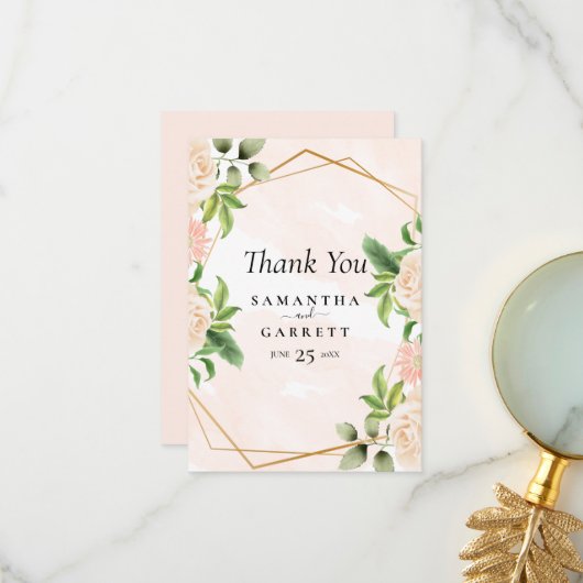 ゴールデンフレームとバラ サンキューカード (正面/裏面インサイチュ)