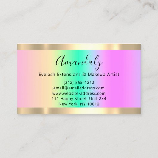 ゴールデンフレームイベントプランナーグラデーションパステル 名刺 (裏面)