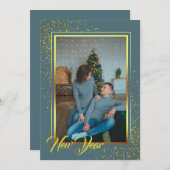 ゴールデンフレームクリスマスフォトホリデーカード シーズンカード (正面/裏面)