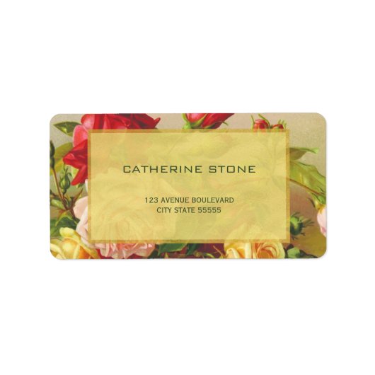 ゴールデンフレームシックヴィンテージバラエレガントな結婚式 ラベル (正面)