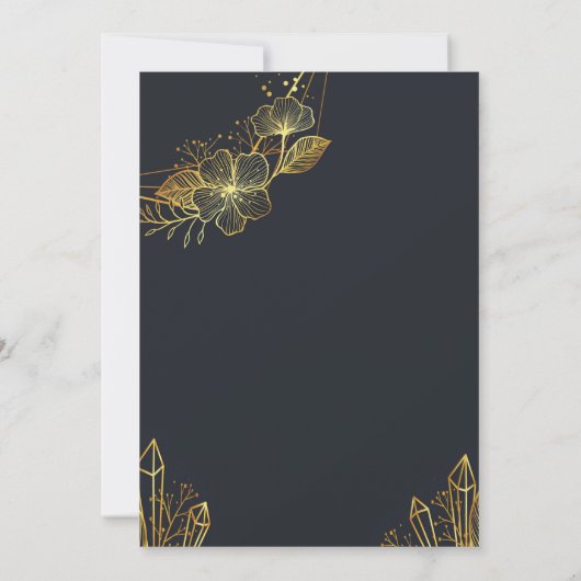 ゴールデンフレームネイビーバックバースデーパーティー 招待状 (裏面)