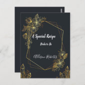 ゴールデンフレームネイビーバックブライダルシャワーレシピ ポストカード (正面/裏面)