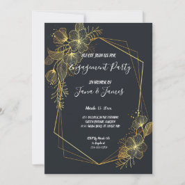 ゴールデンフレームネイビーバック婚約 招待状