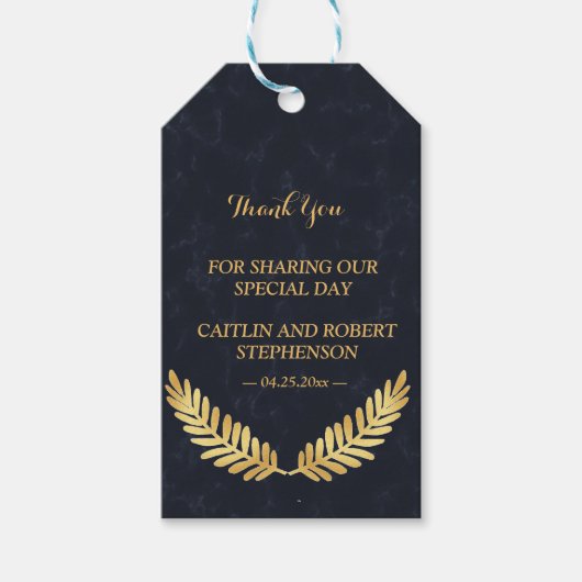 ゴールデンフレームネイビー感謝していバックユー ギフトタグ (正面)