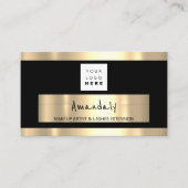 ゴールデンフレームファッションブティックショップブラックQRCODE 名刺 (正面)