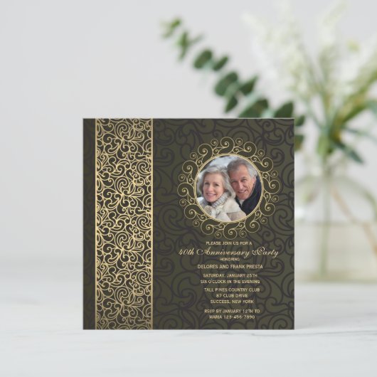 ゴールデンフレームフォトアニバーサリー招待状 招待状 (スタンド正面)