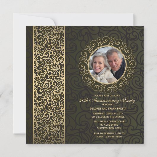 ゴールデンフレームフォトアニバーサリー招待状 招待状 (正面)