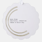 ゴールデンフレームフォトクリスマスパーソナライズされた オーナメントカード (裏面)