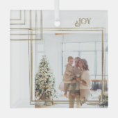 ゴールデンフレームフォトクリスマスパーソナライズされた ガラスオーナメント (正面)