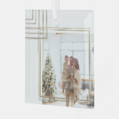 ゴールデンフレームフォトクリスマスパーソナライズされた ガラスオーナメント (正面左)