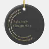 ゴールデンフレームフォトクリスマスパーソナライズされた セラミックオーナメント (裏面)