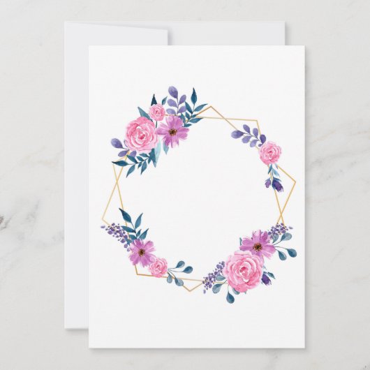 ゴールデンフレームフラワーズ結婚式招待状カード 招待状 (正面)