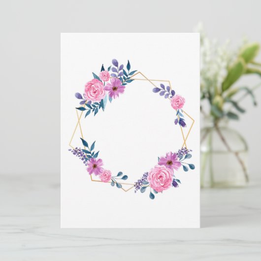 ゴールデンフレームフラワーズ結婚式招待状カード 招待状 (スタンド正面)