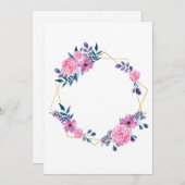 ゴールデンフレームフラワーズ結婚式招待状カード 招待状 (正面/裏面)