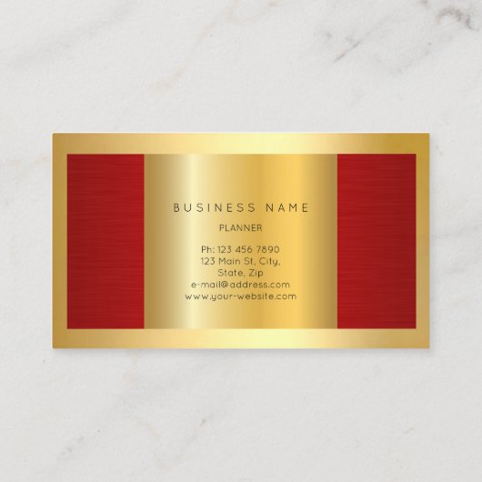 ゴールデンフレームレッドメタリックミニマルミニマル 名刺 (裏面)