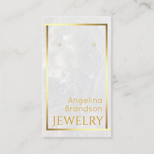 ゴールデンフレーム大理石のイヤリングディスプレイ 名刺 (正面)