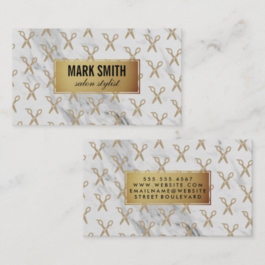 ゴールデンフレーム大理石スタイリストシアーズ 名刺 (正面/裏面)