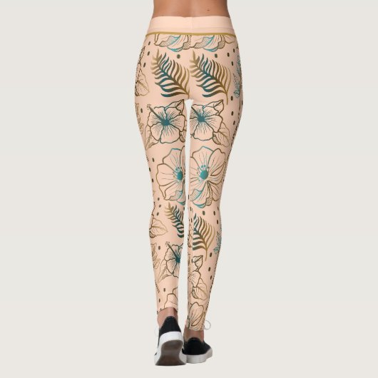 ゴールデンフローラのシームレパーソナライズされたームパターン名 レギンス (裏面)